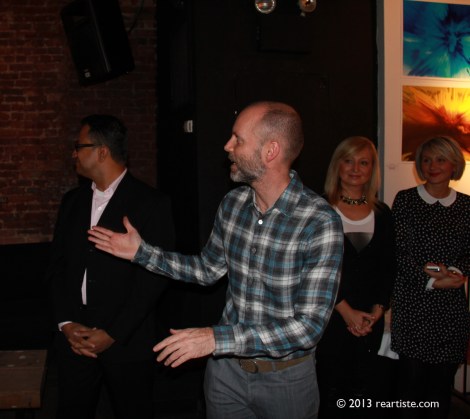 Aaron Smith, presenting his artwork